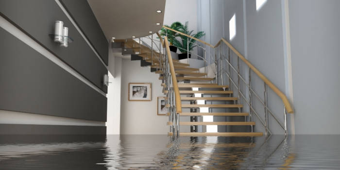 flooded basement with stairs