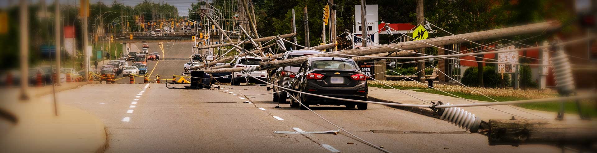 downed powerlines in roadway