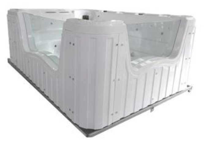 white hydrotherapy tab with glass sides