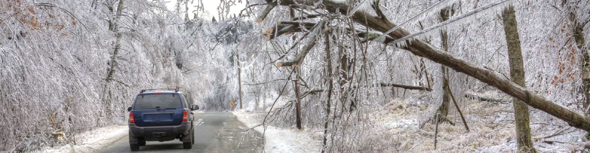 trucking driving on icy road