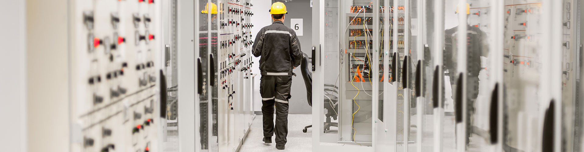 worker in electrical room